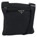 PRADA Shoulder Bag Nylon Black Silver Auth 173668-1