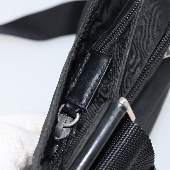 PRADA Shoulder Bag Nylon Black Silver Auth 173668