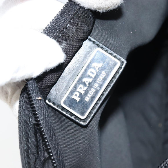 PRADA Shoulder Bag Nylon Black Silver Auth 173668