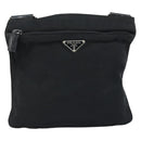 PRADA Shoulder Bag Nylon Black Silver Auth 173668-13