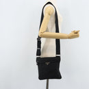 PRADA Shoulder Bag Nylon Black Silver Auth 173668-23