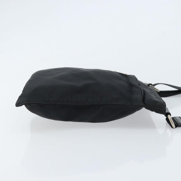 PRADA Shoulder Bag Nylon Black Silver Auth 173668