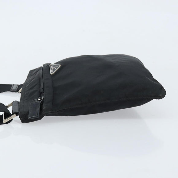 PRADA Shoulder Bag Nylon Black Silver Auth 173668