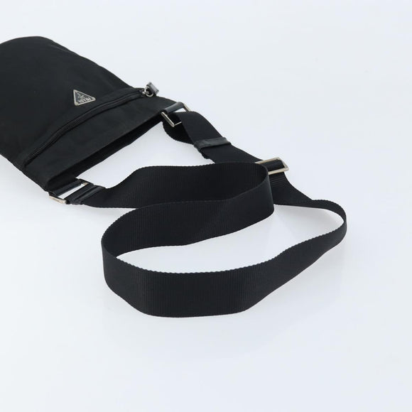 PRADA Shoulder Bag Nylon Black Silver Auth 173668