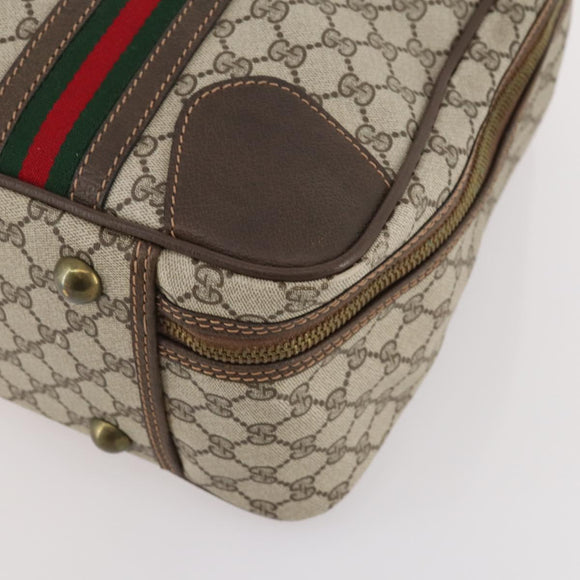 GUCCI GG Supreme Web Sherry Line Handtasche PVC Beige Gold Auth 173669