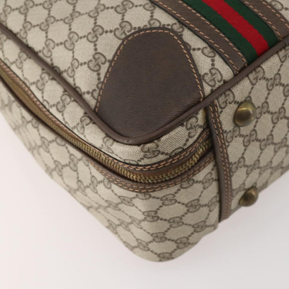 GUCCI GG Supreme Web Sherry Line Handtasche PVC Beige Gold Auth 173669