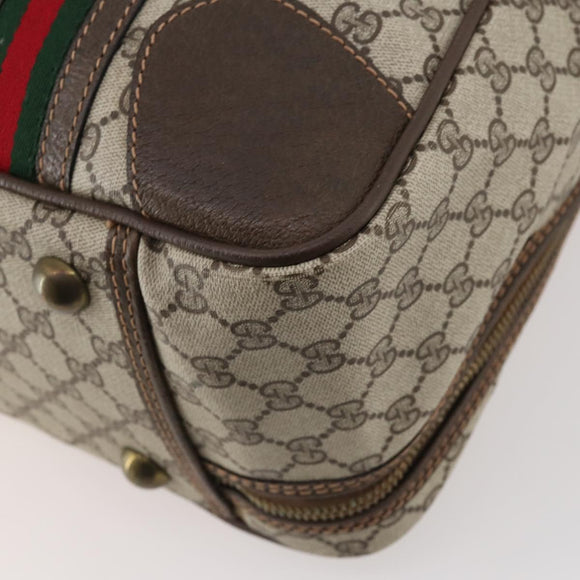 GUCCI GG Supreme Web Sherry Line Handtasche PVC Beige Gold Auth 173669
