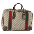 GUCCI GG Supreme Web Sherry Line Handtasche PVC Beige Gold Auth 173669-1