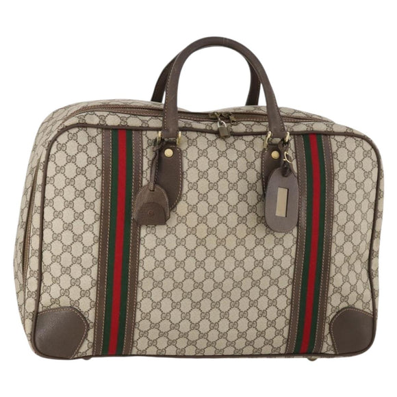 GUCCI GG Supreme Web Sherry Line Handtasche PVC Beige Gold Auth 173669