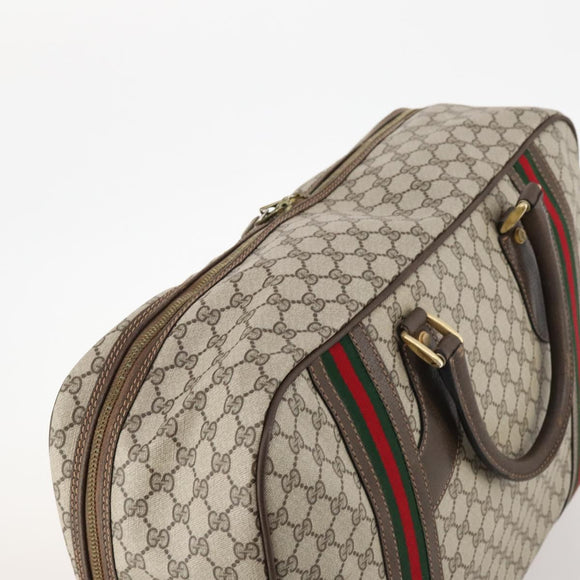GUCCI GG Supreme Web Sherry Line Handtasche PVC Beige Gold Auth 173669