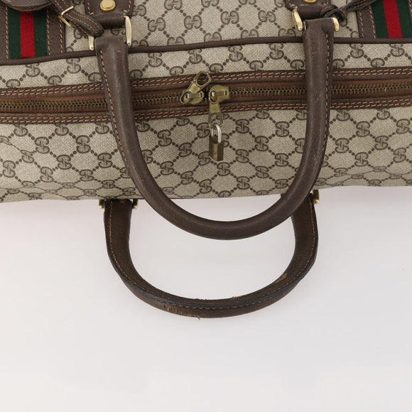 GUCCI GG Supreme Web Sherry Line Handtasche PVC Beige Gold Auth 173669