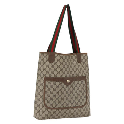 GUCCI GG Supreme Web Sherry Line Tote Bag PVC Beige Gold 39 02 003 Auth 173670