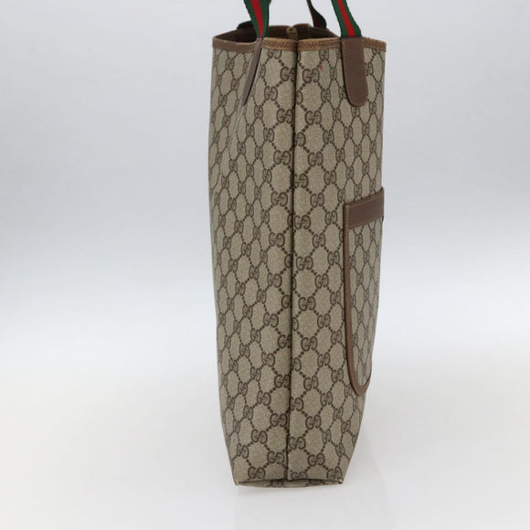 GUCCI GG Supreme Web Sherry Line Tote Bag PVC Beige Gold 39 02 003 Auth 173670