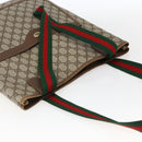 GUCCI GG Supreme Web Sherry Line Tote Bag PVC Beige Gold 39 02 003 Auth 173670-6