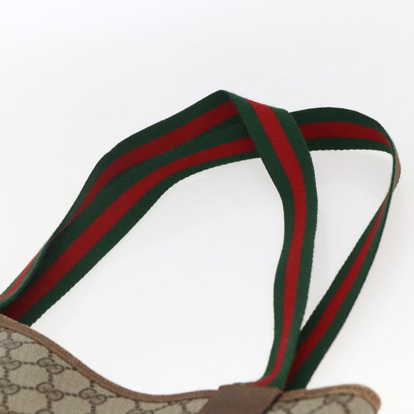 GUCCI GG Supreme Web Sherry Line Tote Bag PVC Beige Gold 39 02 003 Auth 173670