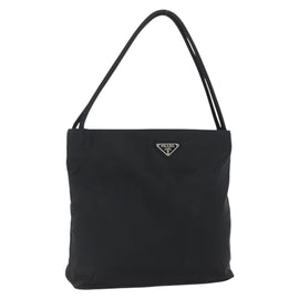 PRADA Tote Bag Nylon Black Silver Auth 173672