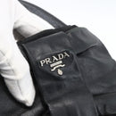 PRADA Ribbon Hand Bag Nylon Leather Black Silver Auth 173676-17
