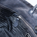 PRADA Ribbon Hand Bag Nylon Leather Black Silver Auth 173676-20