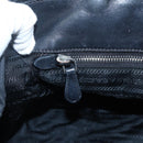 PRADA Ribbon Hand Bag Nylon Leather Black Silver Auth 173676-22