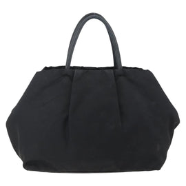 PRADA Ribbon Hand Bag Nylon Leather Black Silver Auth 173676 - 0