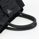 PRADA Ribbon Hand Bag Nylon Leather Black Silver Auth 173676-7