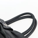 PRADA Ribbon Hand Bag Nylon Leather Black Silver Auth 173676-8