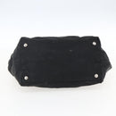 PRADA Ribbon Hand Bag Nylon Leather Black Silver Auth 173676-5
