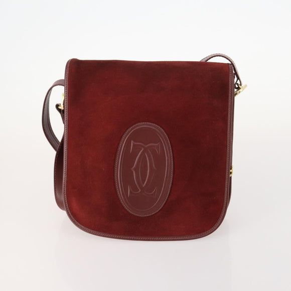 LOEWE Anagram Hand Bag Leather Nylon Suede 3 Set Red Gray Green Auth 173684