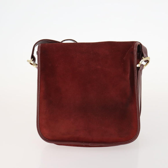 LOEWE Anagram Hand Bag Leather Nylon Suede 3 Set Red Gray Green Auth 173684