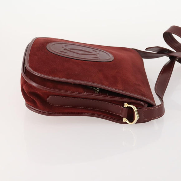 LOEWE Anagram Hand Bag Leather Nylon Suede 3 Set Red Gray Green Auth 173684