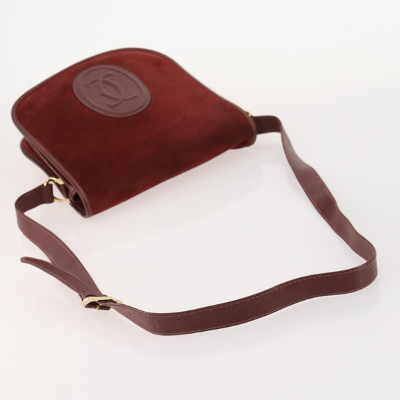 LOEWE Anagram Hand Bag Leather Nylon Suede 3 Set Red Gray Green Auth 173684