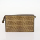 FENDI Zucchino Clutch Bag PVC 2 Set Brown Black Auth 173685-10