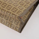 FENDI Zucchino Clutch Bag PVC 2 Set Brown Black Auth 173685-14