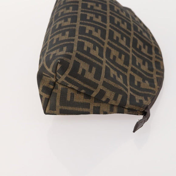 FENDI Zucchino Clutch Bag PVC 2 Set Brown Black Auth 173685