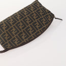 FENDI Zucchino Clutch Bag PVC 2 Set Brown Black Auth 173685-5