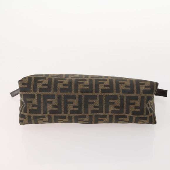 FENDI Zucchino Clutch Bag PVC 2 Set Brown Black Auth 173685