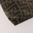 FENDI Zucchino Clutch Bag PVC 2 Set Brown Black Auth 173685-7