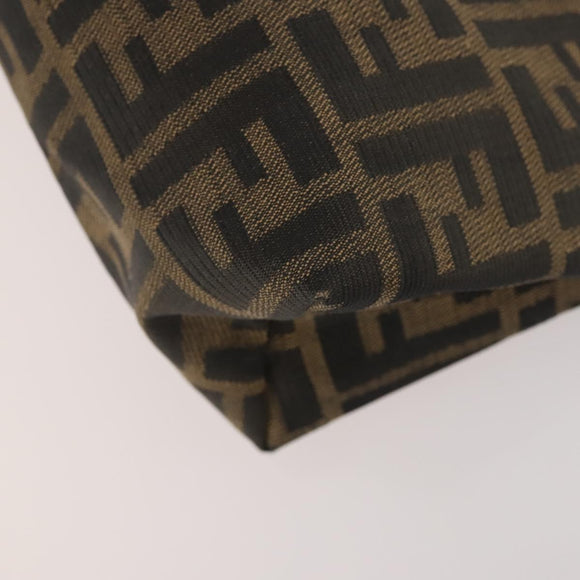 FENDI Zucchino Clutch Bag PVC 2 Set Brown Black Auth 173685