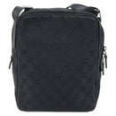 GUCCI GG Canvas Shoulder Bag Black Silver 03136 Auth 173686-2