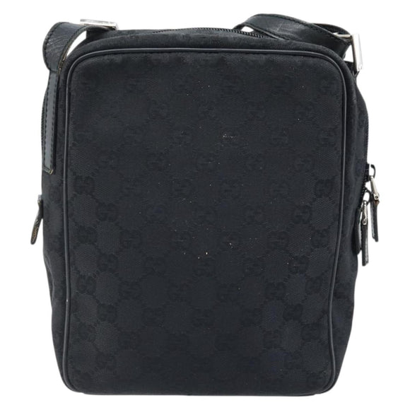 GUCCI GG Canvas Shoulder Bag Black Silver 03136 Auth 173686