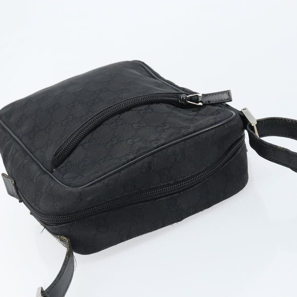 GUCCI GG Canvas Shoulder Bag Black Silver 03136 Auth 173686