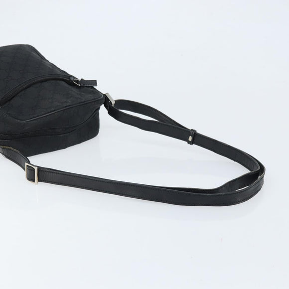 GUCCI GG Canvas Shoulder Bag Black Silver 03136 Auth 173686