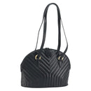 SAINT LAURENT Shoulder Bag Leather Black Gold Auth 173689-1