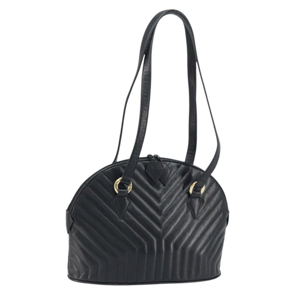 SAINT LAURENT Shoulder Bag Leather Black Gold Auth 173689
