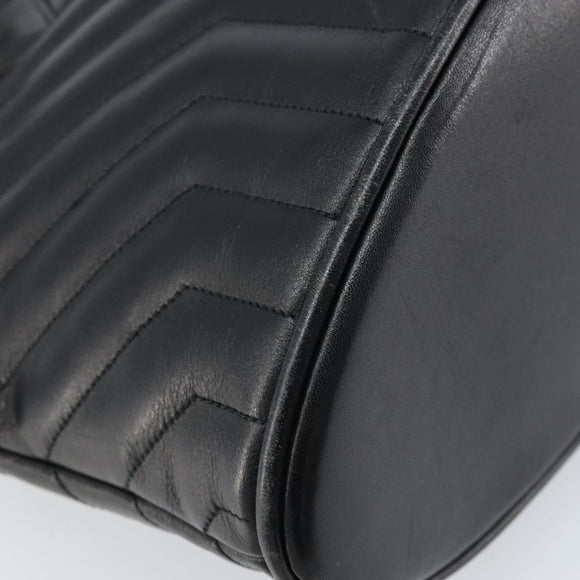 SAINT LAURENT Shoulder Bag Leather Black Gold Auth 173689