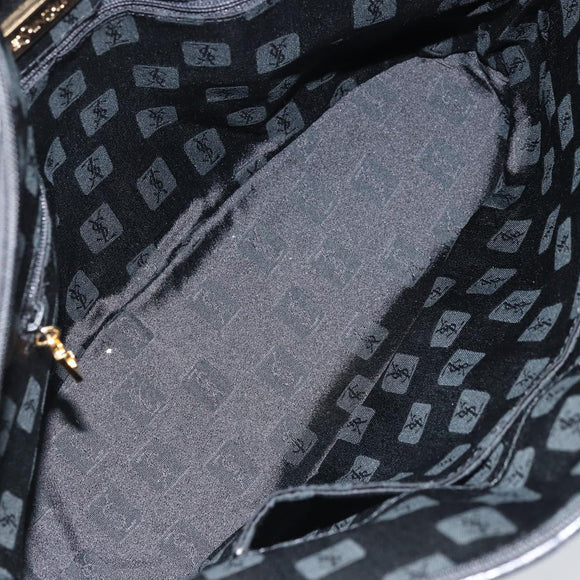 SAINT LAURENT Shoulder Bag Leather Black Gold Auth 173689