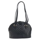 SAINT LAURENT Shoulder Bag Leather Black Gold Auth 173689-13