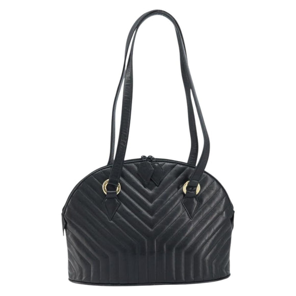 SAINT LAURENT Shoulder Bag Leather Black Gold Auth 173689