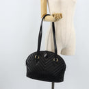 SAINT LAURENT Shoulder Bag Leather Black Gold Auth 173689-23