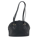 SAINT LAURENT Shoulder Bag Leather Black Gold Auth 173689-2